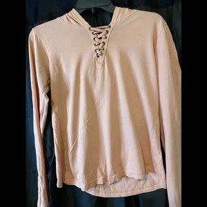 Pink Long sleeve Shirt with hoodie